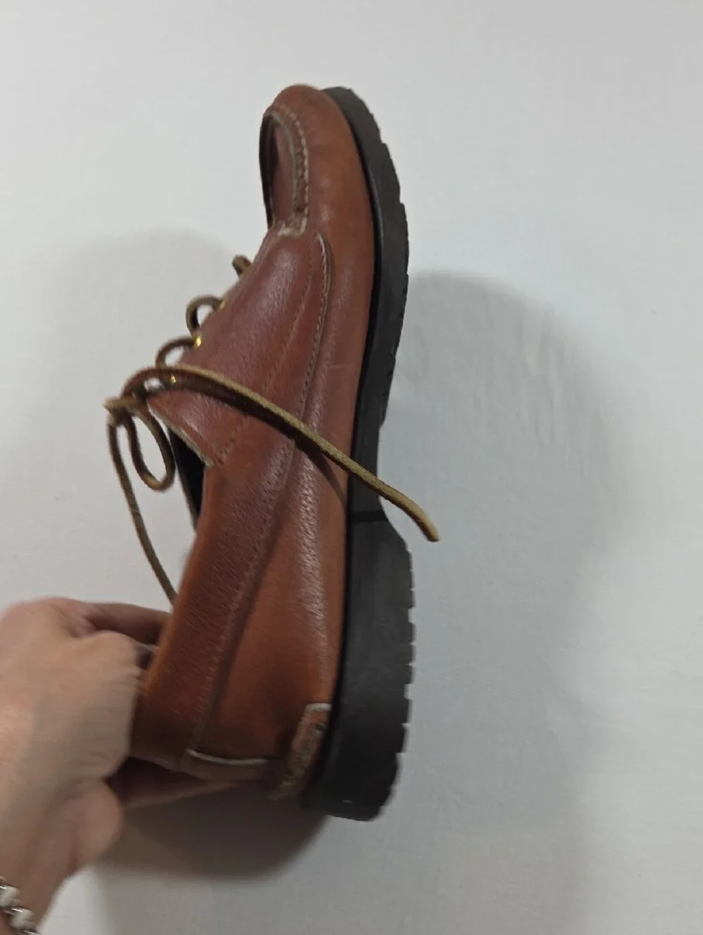 Timberland Men's Brown Leather Lace-Up Boat Shoes